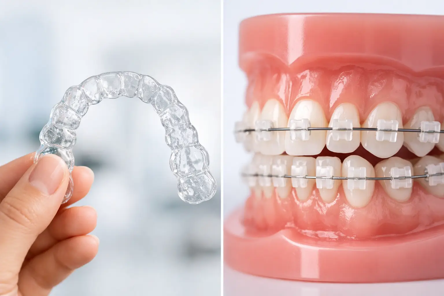 Alineadores transparentes o brackets cerámicos