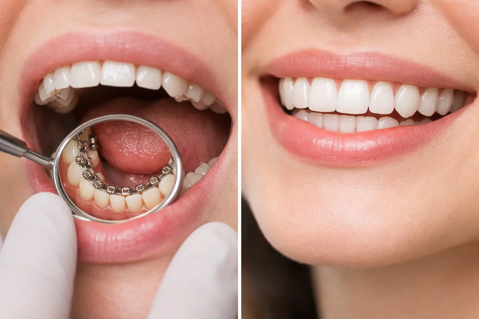 Antes y después ortodoncia lingual real